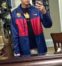 Nike Vintage Rare FCB Windbreaker Jacket Glanz Nylon Barcelona Blue S