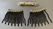 Classic Faux Pearl Gold  Black Hair Clips Hair Accessories Set of 3