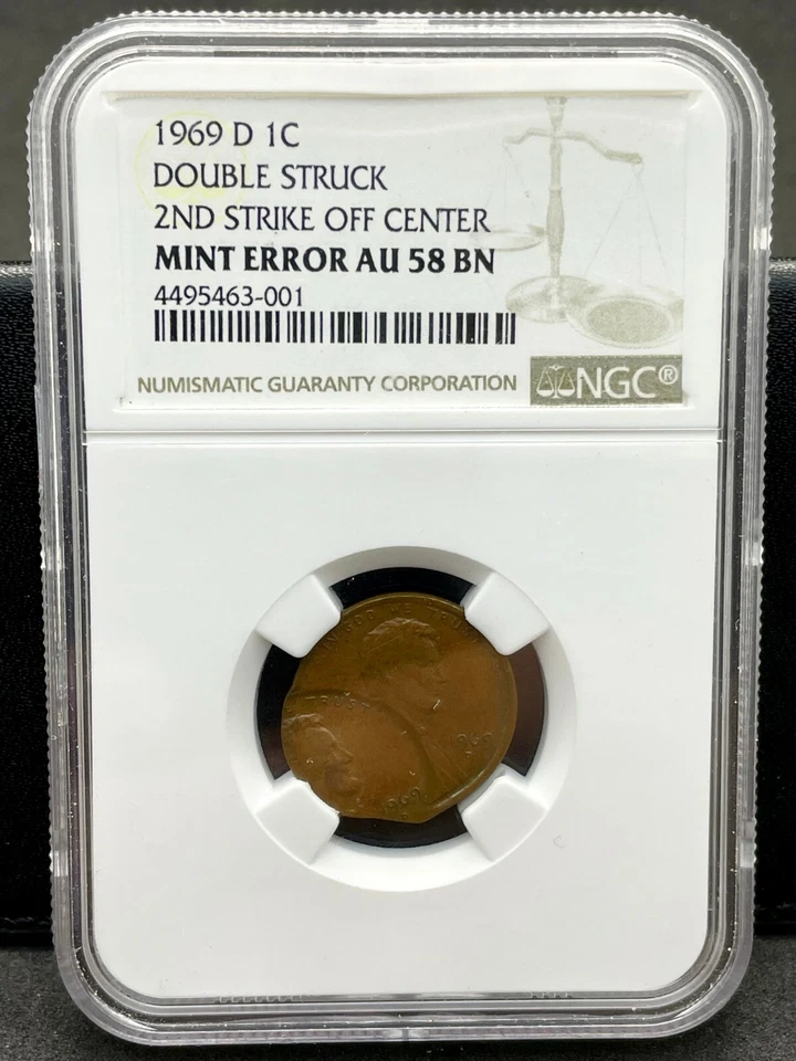 1969 D NGC AU58 Double Struck Double Date Lincoln Cent Error Amazing Eye Appeal - Image 2 of 4