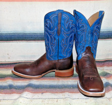 Mens Rujo The Miguel Brown / Blue Calfskin Cowboy Boots 9.5 D New in Box