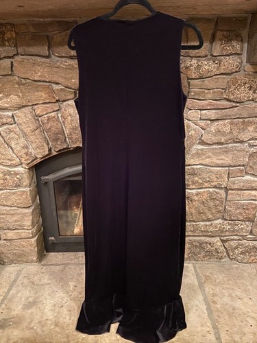Vintage Studio Black Velvet V-neck Ruffle Evening Dress Size 12/14 - Bild 3 von 9