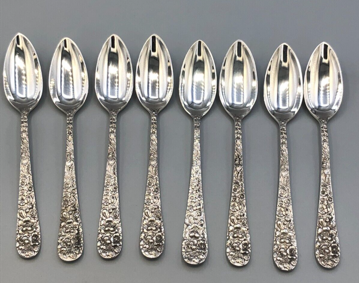 Stieff Rose by Stieff Sterling Silver set of 8 Fruit Spoons 6