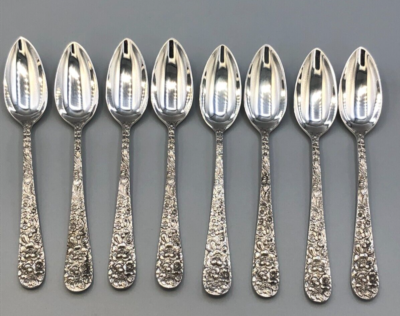 Stieff Rose by Stieff Sterling Silver set of 8 Fruit Spoons 6