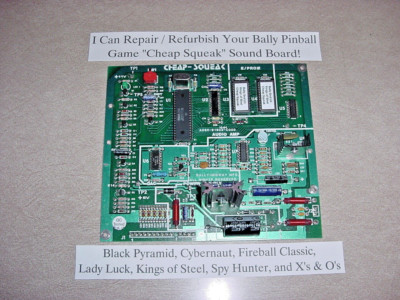 Bally Pinball ''Cheap Squeak'' Sound Board, Refurbish Service. READ Listing!