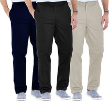 MENS RUGBY TROUSERS FULL ELASTICATED WAIST WORK CASUAL SMART POCKET PANTS 32-44