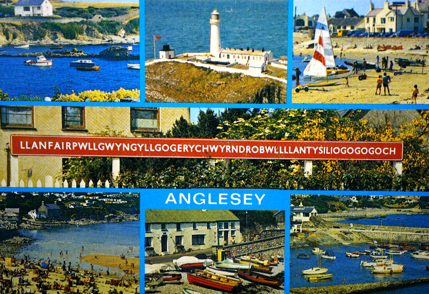 Postcard Anglesey Island Beach Menai Suspension Bridge Britannia Medieval Wales