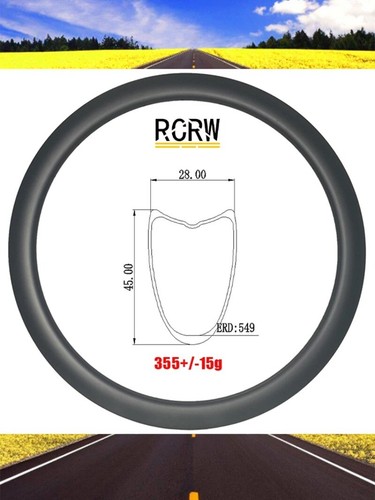 700C Road Bike Carbon Fiber Rims Tubular 45x28mm Disc or V Brake 24 28 32 36H - Picture 7 of 12