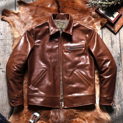 Giacca da motociclista uomo pieno fiore Batik Horsehide 19*30 retrò vera pelle - Foto 14 di 14