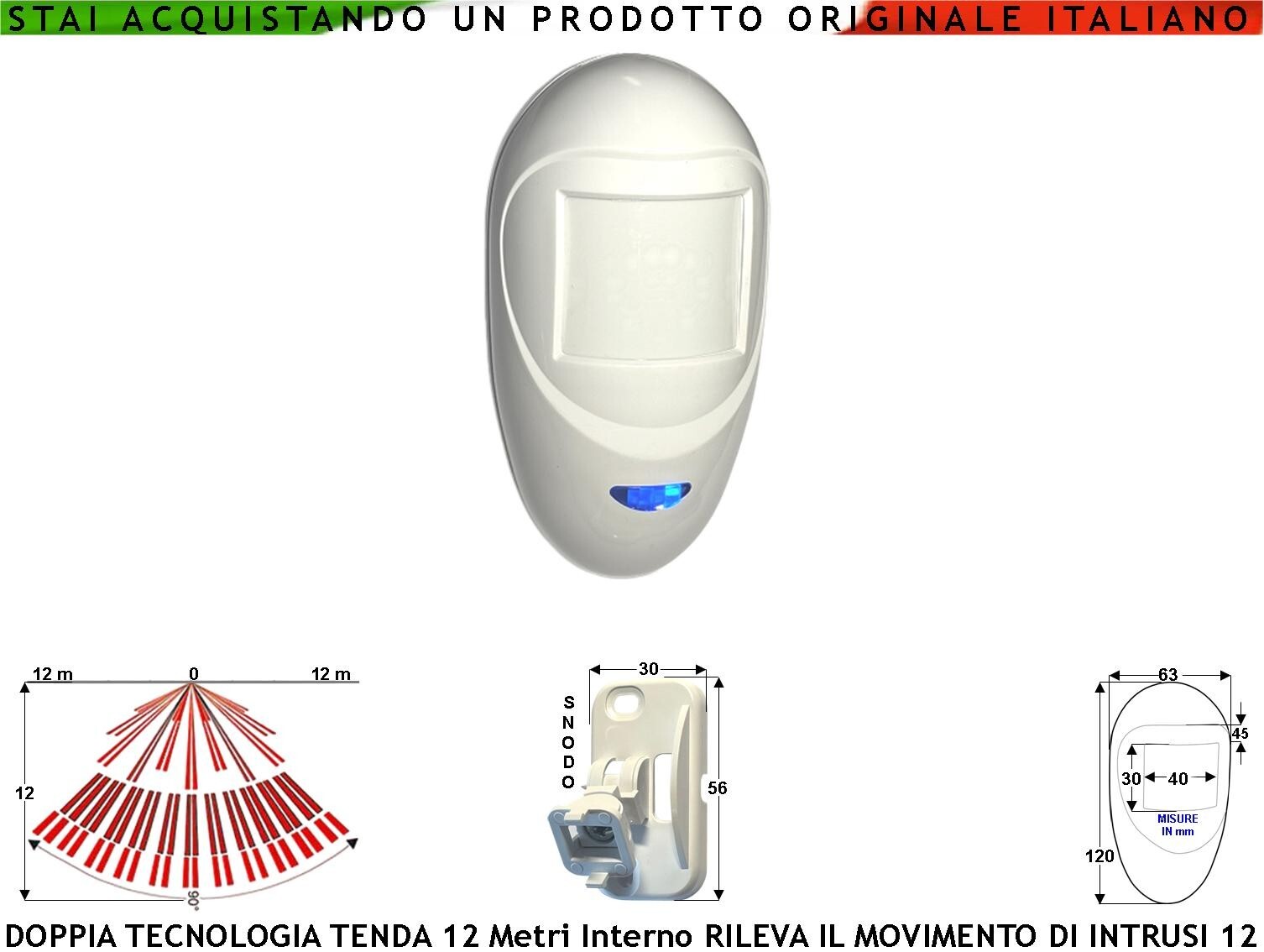 Sensore Allarme ERS Doppia Tecnologia 12V - Sicurezza Casa 12 Metri