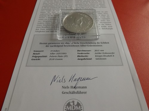 *Solomon Islands 10 Dollars 2008 Silber PP*Olympia London*Diskuswerfer(Schub158) - Bild 4 von 4