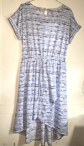 Just Be Women's Jersey Short Sleeved Faux Wrap Casual Blue Dress Hi-Lo Hem 1X - Picture 3 of 10