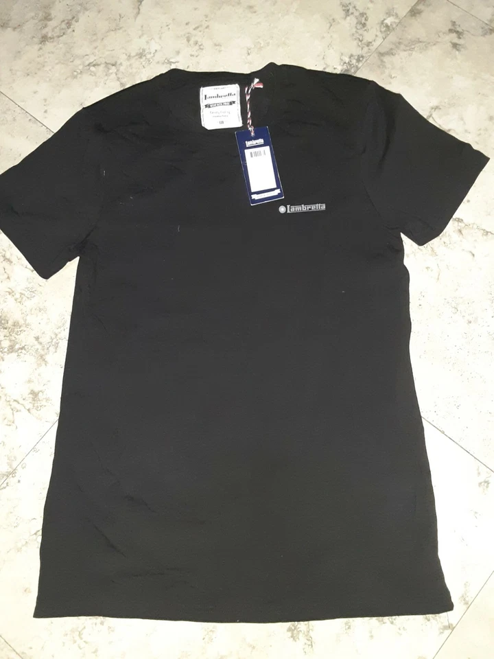 Camiseta LAMBRETTA Cuello Redondo Manga Corta Grande Negra NUEVA Foto 4 de 4
