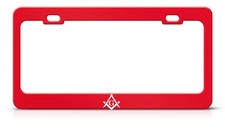 Mason License Plate Frame Metal Red Steel Heavy Duty Tag Border Mason License Plate Frame Metal Red Steel Heavy Duty Tag Border