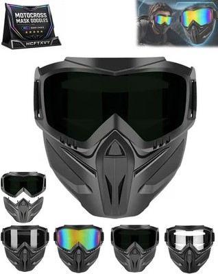 Detachable Full Face Goggle Mask Adult, Anti Fog Windproof Impact Resistant Shie