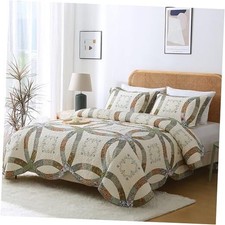 EVE 3-Piece Quilt Set. Cotton Fabrics. Heritage Hand-Made Queen Sage Green