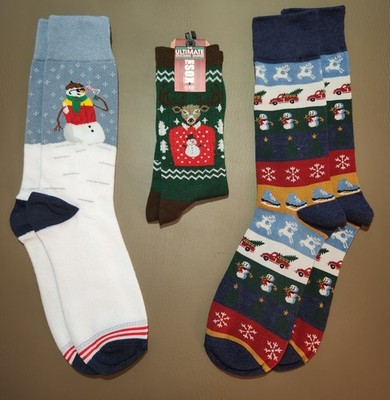 The Ultimate Stocking Stuffer Socks, 3 Pair, New-No Tags on 2, Men's Size 10-13