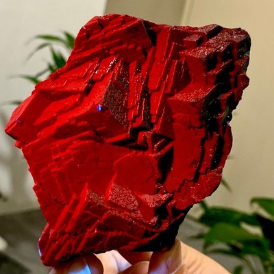 1.21LB Natural black rose fluorescent cube fluorite specimen glow under UV light