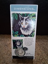 Dimensions Gray Cat Latch Hook Kit 12"x12"
