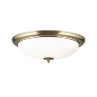 Deckenleuchte Metall Glas D: 48 Cm In Messing GebüRstet Weiß E27 3-Flammig Rund