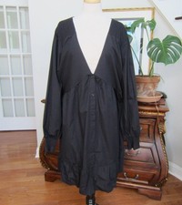 ASOS Design Curve Shirred Button Smock Dress Black size US 24