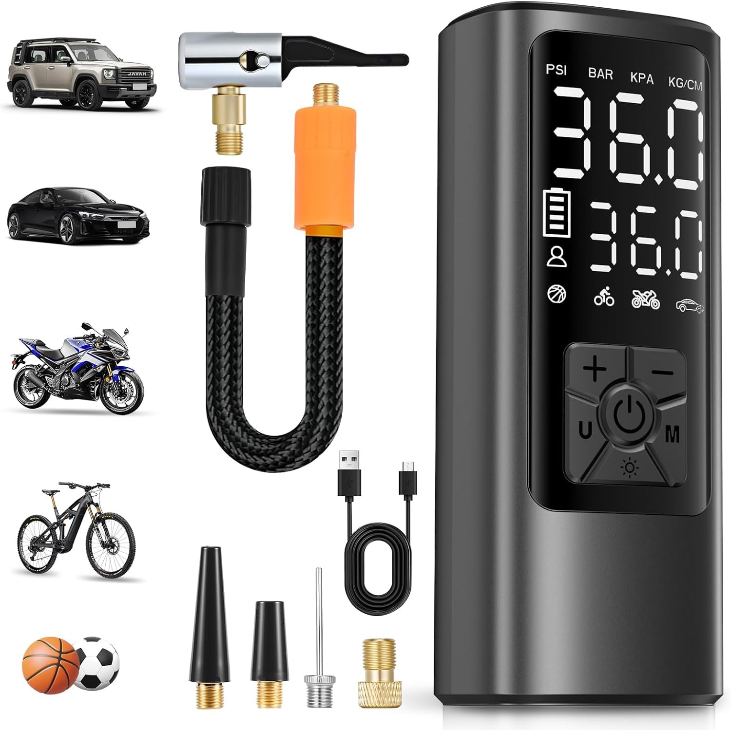 HOVVIDA Compresor de Aire Portatil, Inflador Ruedas Coche 150 PSI (10,3 Bar)