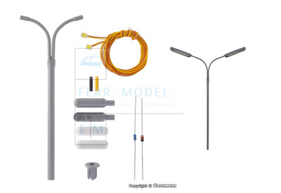 VIESSMANN 6723 - 2-Arm Street Light, Mounting Kit. White H0 Scale