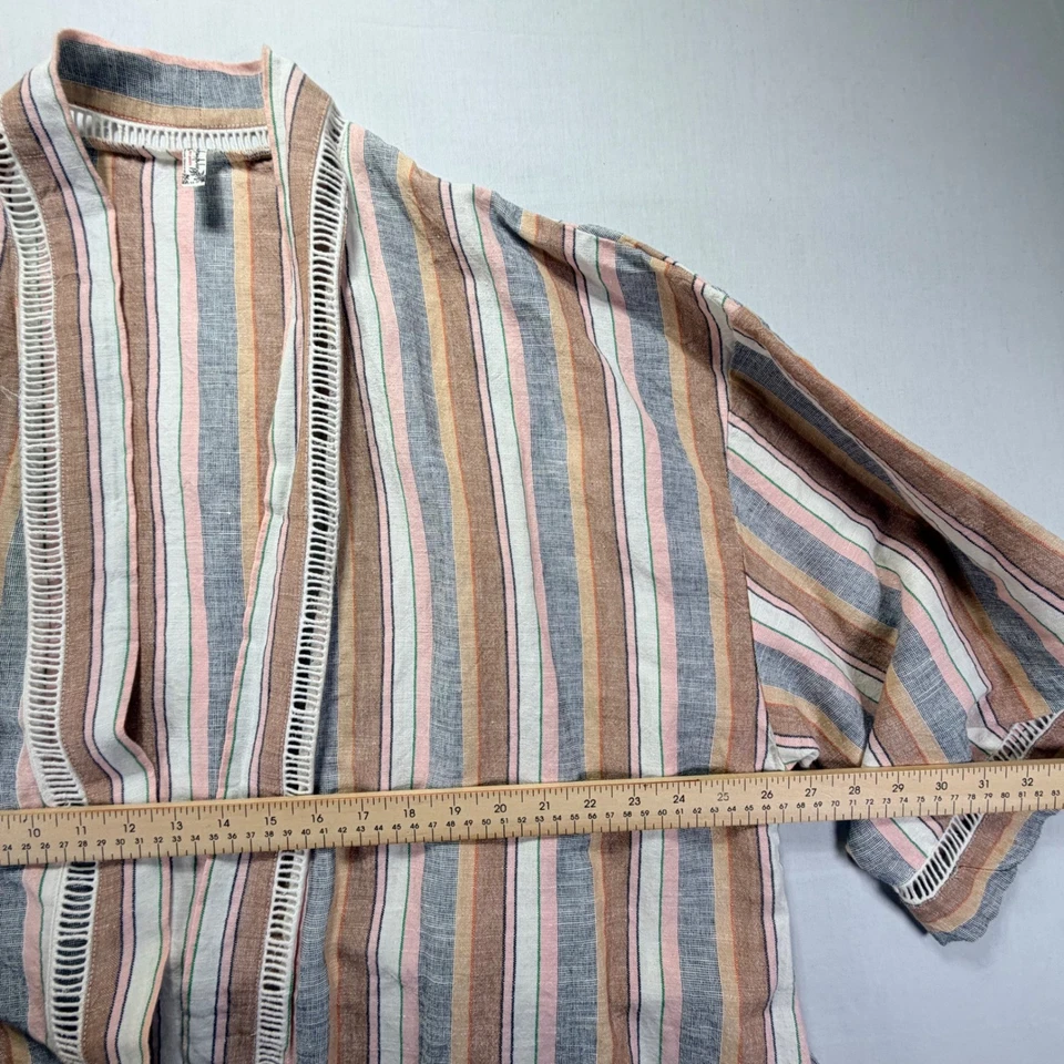 Conjunto de bata kimono a rayas y pantalones de pierna ancha Free People XS TP Foto 4 de 4