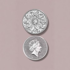 2021 Great Britain 2 oz. Queen’s Beasts  COMPLETER  9999 Fine Silver Coin In Cap
