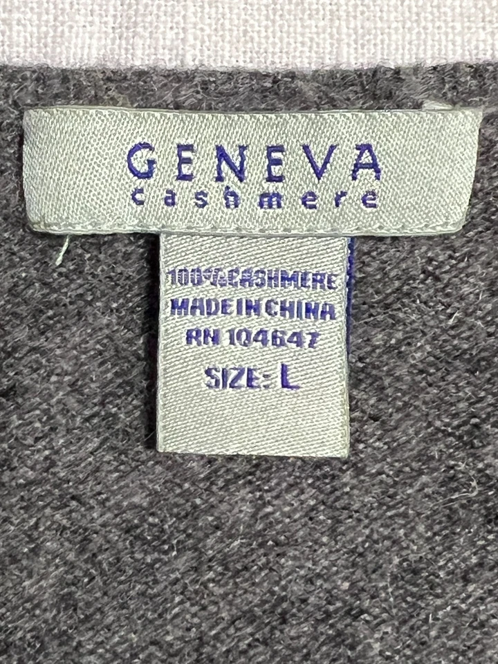 GENEVA 100% Cashmere Argyle Sweater Women’s Size L Gray Tan Beige Classic Soft - Image 4 of 4