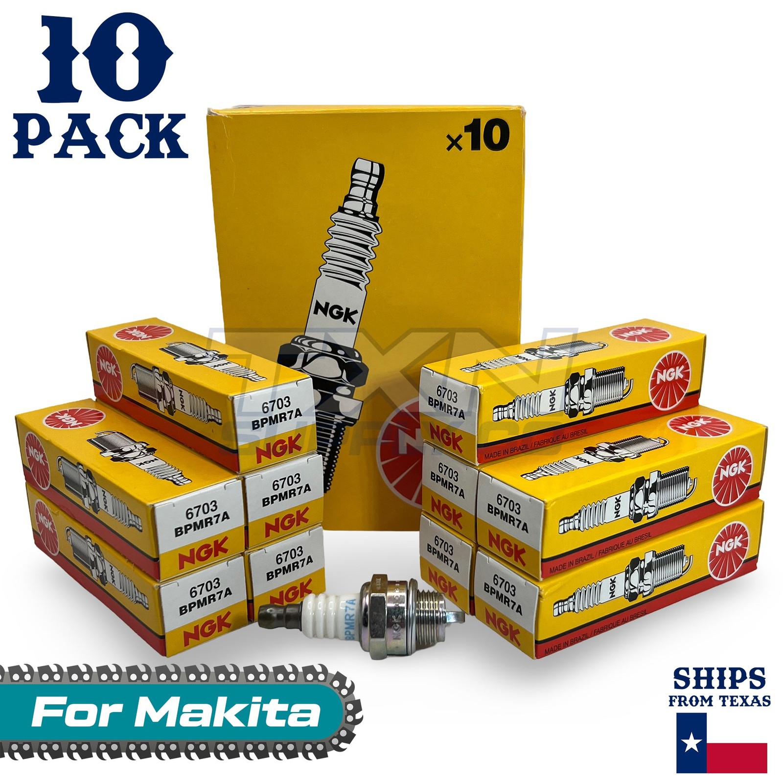 10 Pack NGK Spark Plug - For DCS4300 Makita Chainsaw