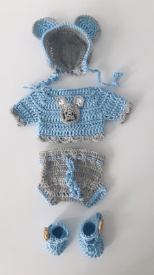 Conjunto crochet handmade reborn doll clothes 15 cm a 17 cm 6 pulgadas