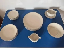 Vintage Carillon Fine China Harmony Platinum  Inner Ring Plate/Bowl Set 27 Piece