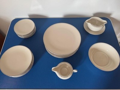 Vintage Carillon Fine China Harmony Platinum  Inner Ring Plate/Bowl Set 27 Piece