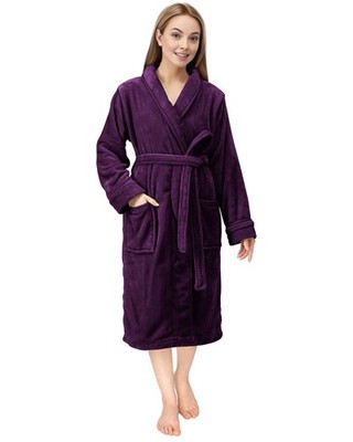 Damen Schalkragen Schlafkleid, weiche Nacht- und Unterwäsche...