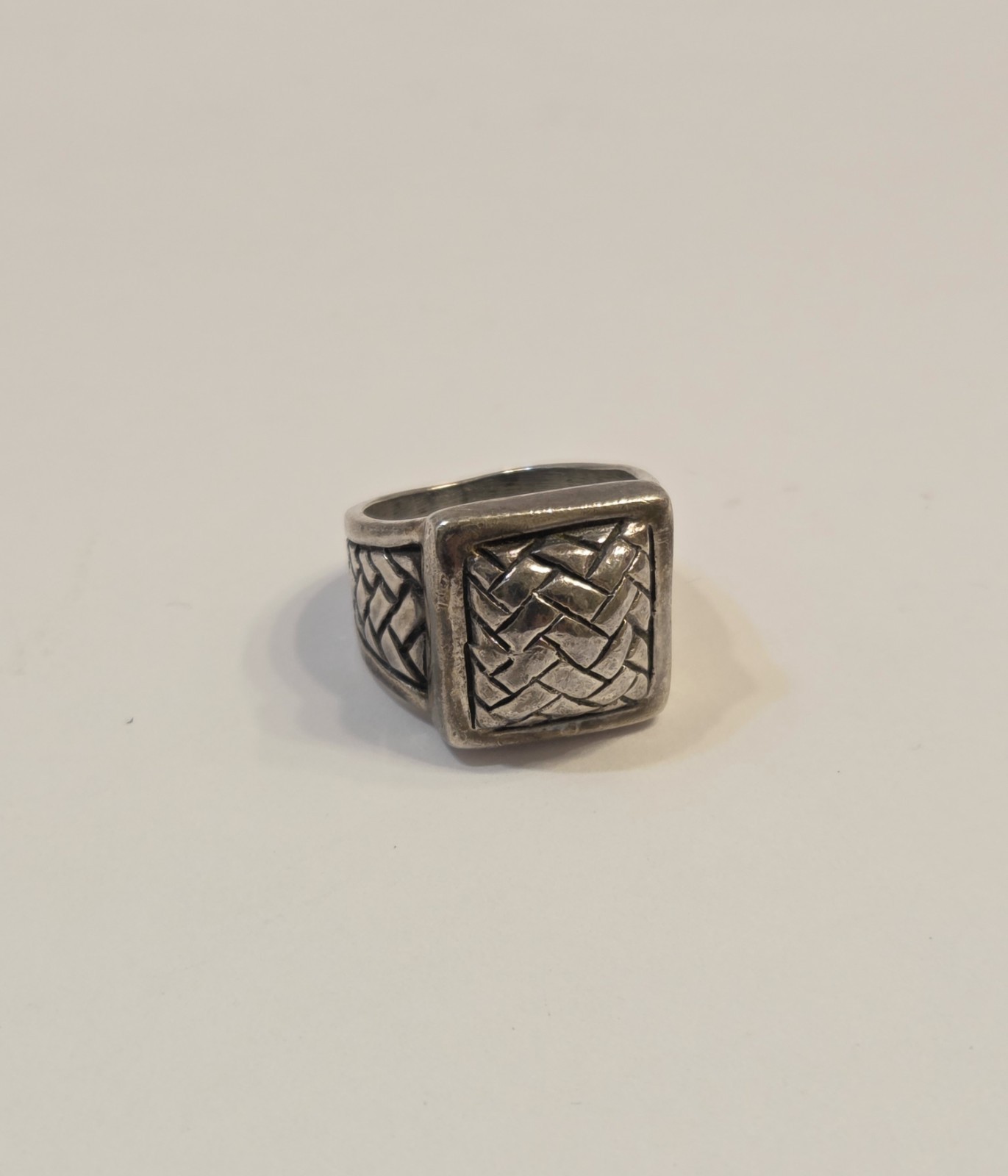 Rectangular Silver Ring Design Bold Vintage Woven Sterling Silver Ring Geometric Square Size 6 | eBay