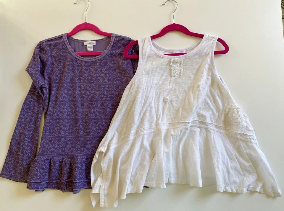 Túnica acampanada blanca de algodón Naartjie para niñas túnica púrpura con volantes usada en excelente estado talla XXXL 9 Foto 2 de 4