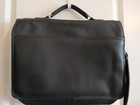 VINTAGE UNISEX LAURA USA BLACK LEATHER BRIEFCASE / MESSENGER BAG W/ LONG STRAP — photo 2