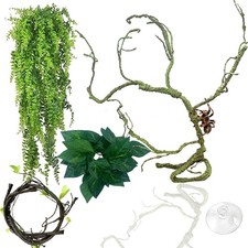 Reptile Terrarium Plants Decoration,Bearded Dragons Habitat Bendable Hanging ...