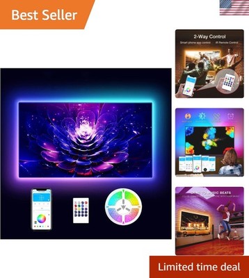 15ft RGB LED TV Backlight for 65-75 Inch TVs   Bluetooth Controlled Lighting