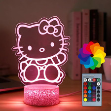 Cat Night Light - 16 Colors Change Decor Kitty Cute Lamp with Remote, Dim Contro