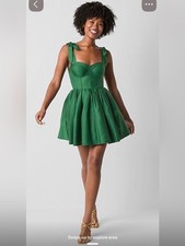 Green Tie-Shoulder Fit & Flare Mini Dress NWT