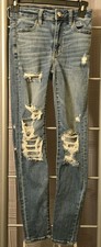 American Eagle Super Hi-Rise Distressed Jegging Blue Jeans Women's sz 00