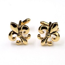 Antiqued Gold Tone Fleur Di Lis New Orleans Mardi Gras Cufflinks with Present...