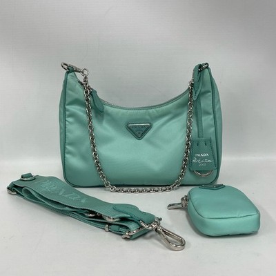 Prada Green Silver Hardware Shoulder Crossbody Bag with Pouch