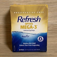 Refresh Optive Mega-3 Lubricant Eye Drops Hydrocell 30 Single-Use Vials 09/2026