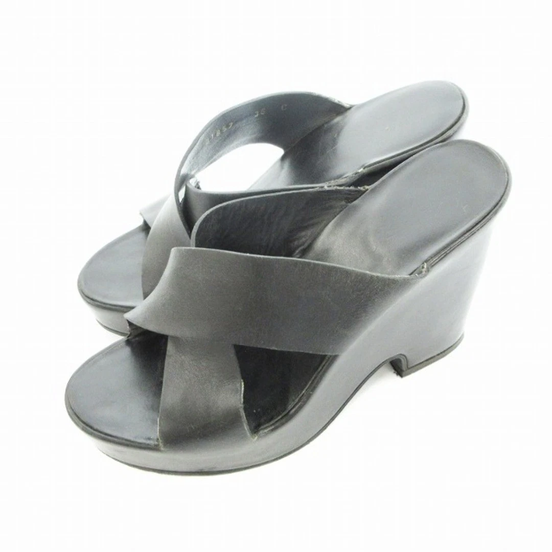 Sandales mules GUCCI talon cuir noir EU36 US6 F/S