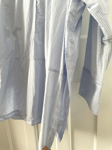 Jil Sander light blue stripe cotton popover shirt Ladies Shirt Size 38 - Picture 7 of 9