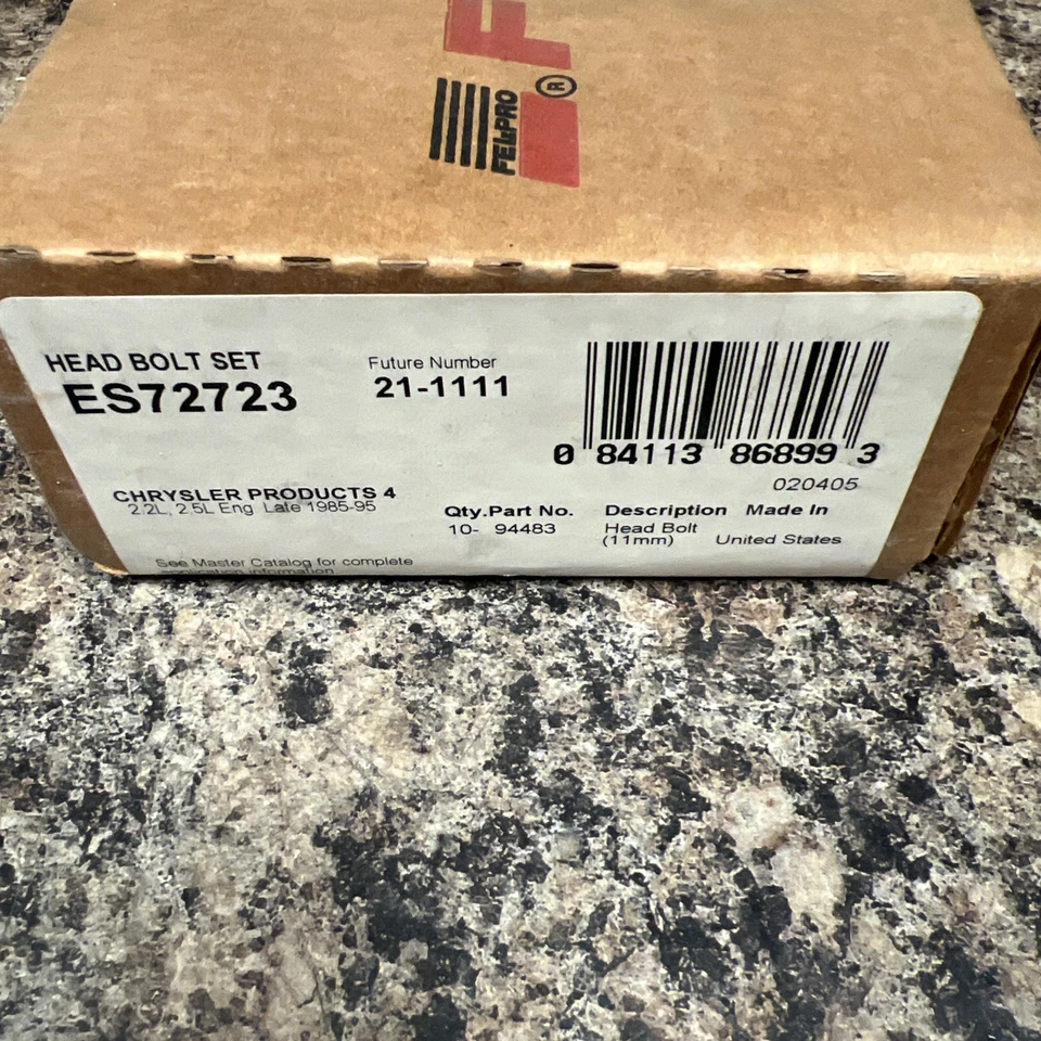 ES 72723 Felpro Set Cylinder Head Bolts Qty.10 Free Shipping! - Image 2 of 3