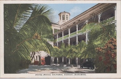 Vintage Hotel Royal Victoria Nassau Bahamas Palm Trees 4x6 Postcard UNP