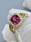 " Powerful in Pink"  1.30 Ct. Pink Spinel 14K Gold Earth Mined Diamond Ring — photo 1